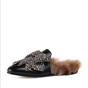 Gucci Princetown Bow Fur Lined Mule